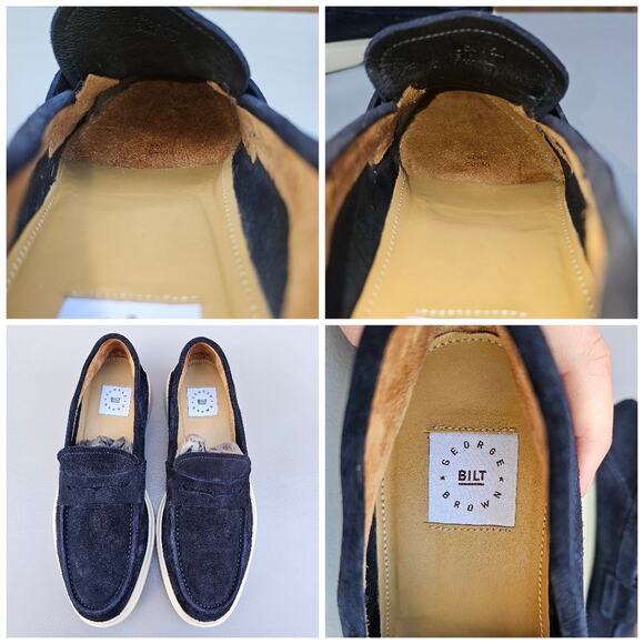 Blue Suede Shoes Leather Loafers Bilt George Brown Foster Penny Loafer Size 8.5 - Picture 10 of 13